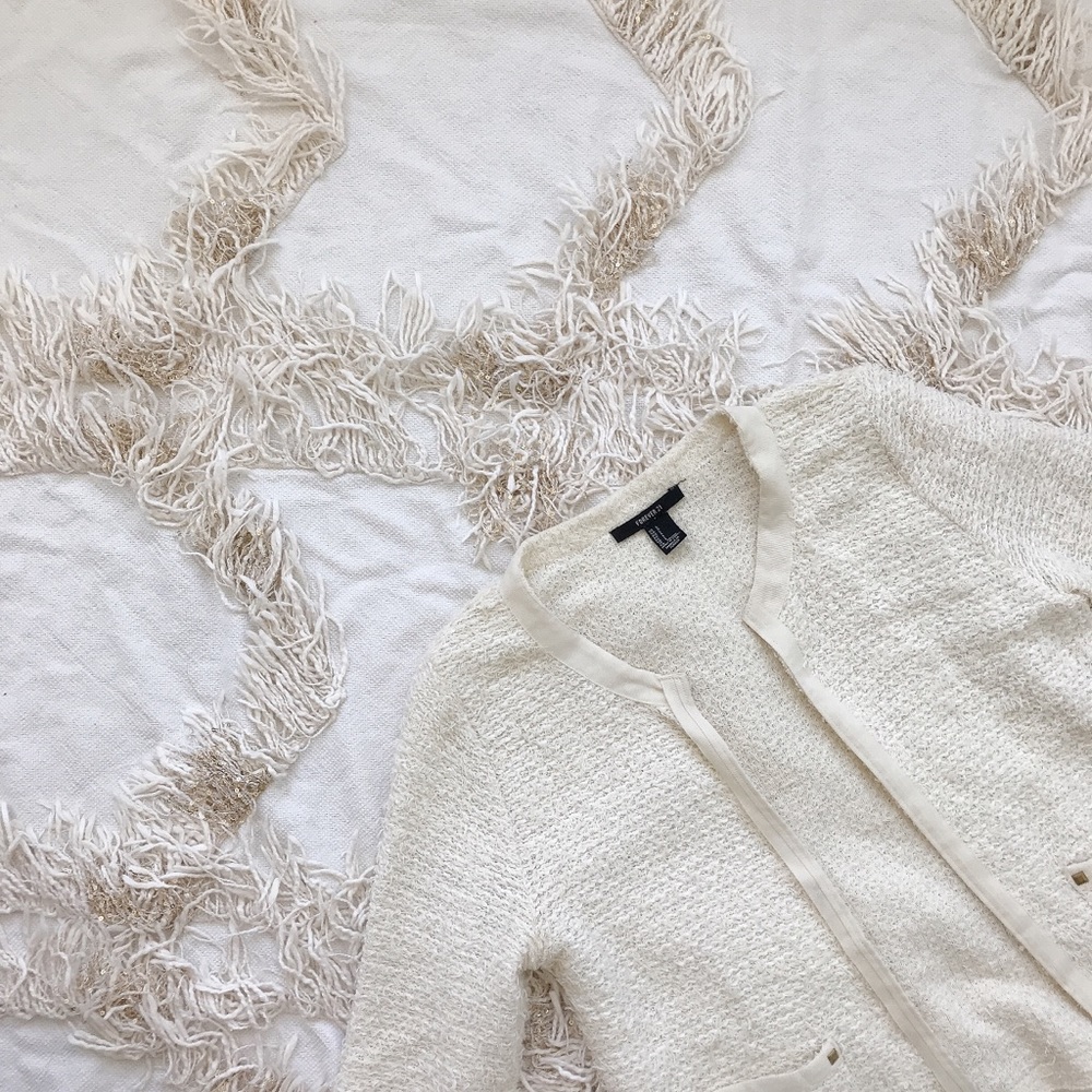 F21 White Knit Tweed Blazer/Cardigan 💕💕